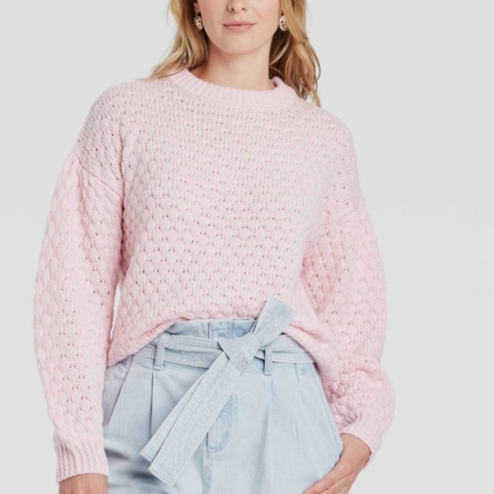 a new day Blush Diamond Knit Crewneck Sweater Size Medium